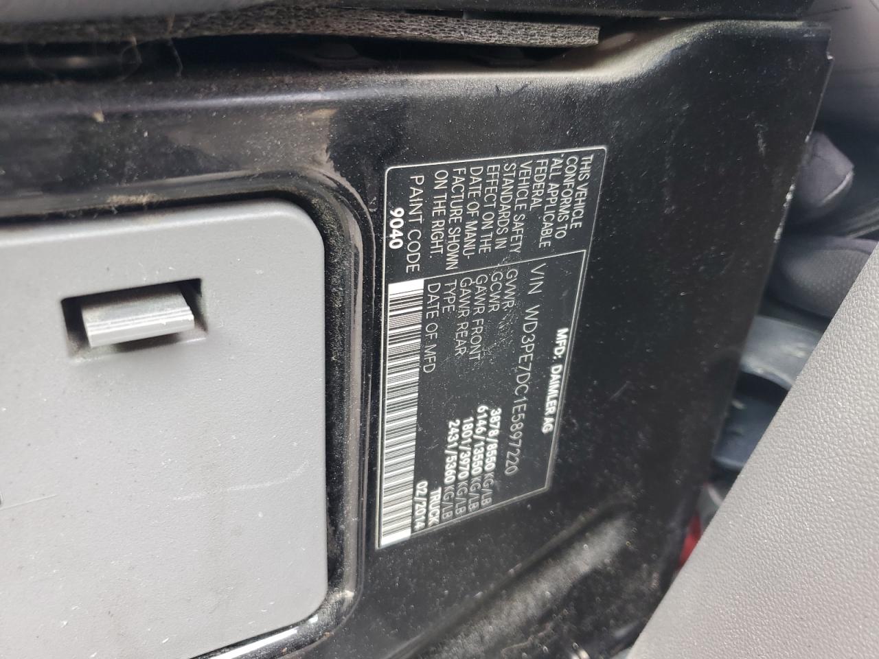 2014 Mercedes-Benz Sprinter 2500 VIN: WD3PE7DC1E5897220 Lot: 65734595