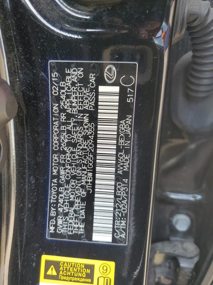 2015 Lexus Es 300H VIN: JTHBW1GG5F2094355 Lot: 64423575