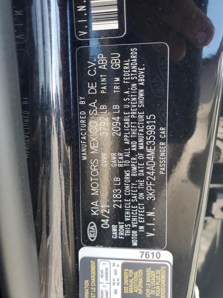 2021 Kia Forte Fe VIN: 3KPF24AD4ME359815 Lot: 64257365
