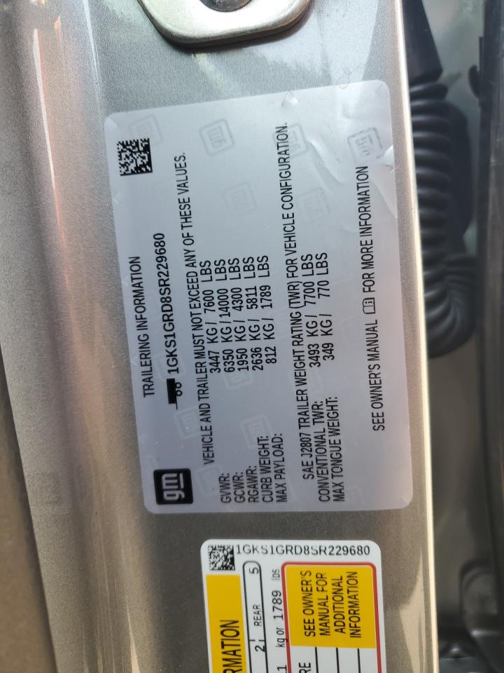2025 GMC Yukon Xl Elevation VIN: 1GKS1GRD8SR229680 Lot: 62668315