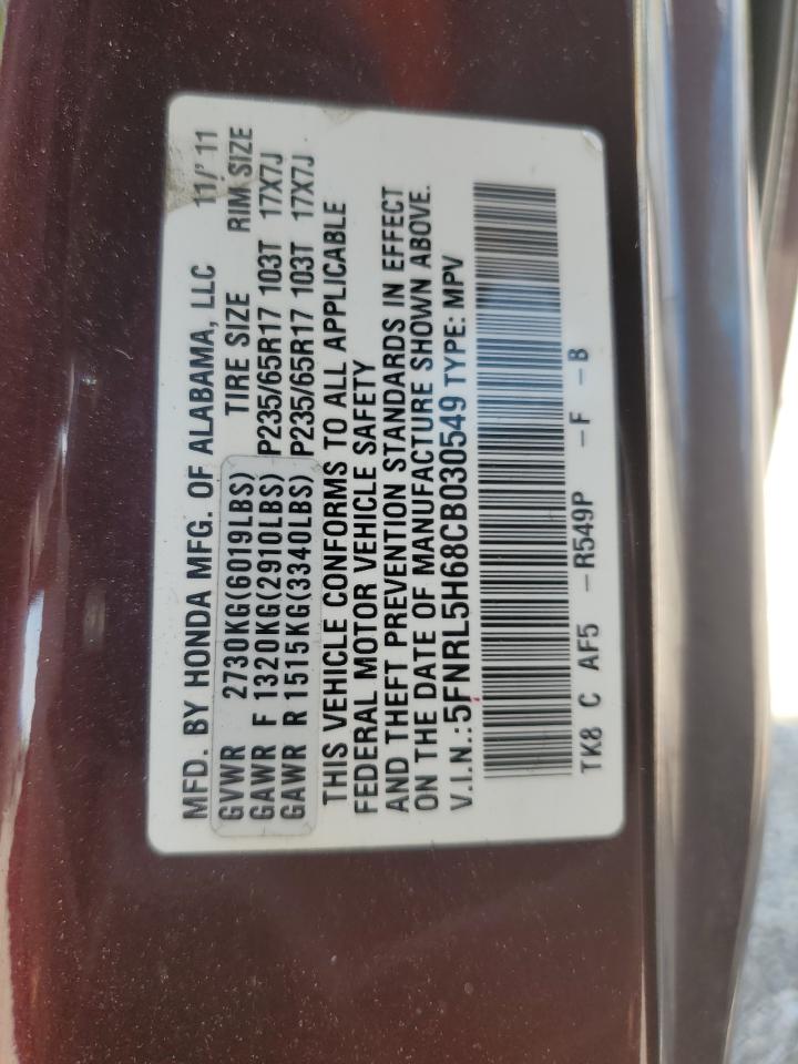 2012 Honda Odyssey Exl VIN: 5FNRL5H68CB030549 Lot: 64763225