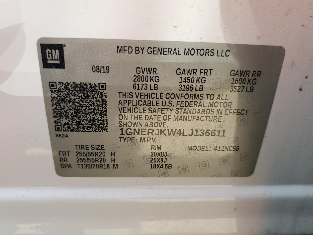 2020 Chevrolet Traverse Rs VIN: 1GNERJKW4LJ136611 Lot: 62705905