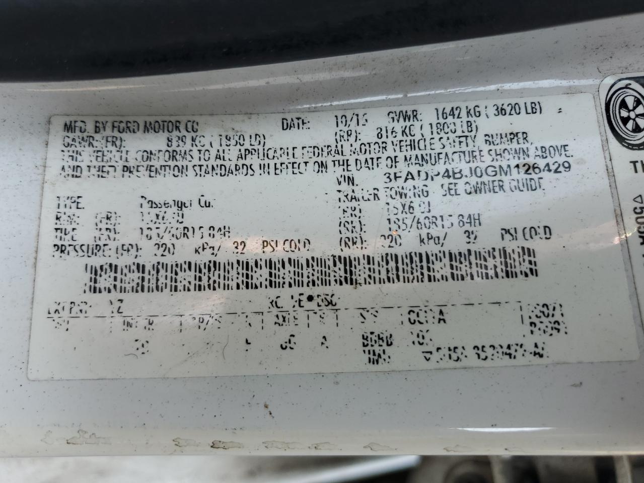 3FADP4BJ0GM126429 2016 Ford Fiesta Se