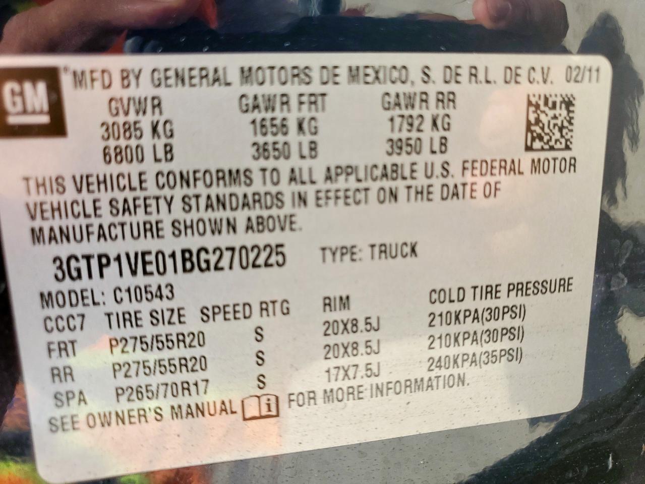 2011 GMC Sierra C1500 Sle VIN: 3GTP1VE01BG270225 Lot: 64411325