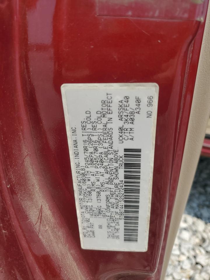 2002 Toyota Tundra Access Cab VIN: 5TBBT44152S272434 Lot: 66997265