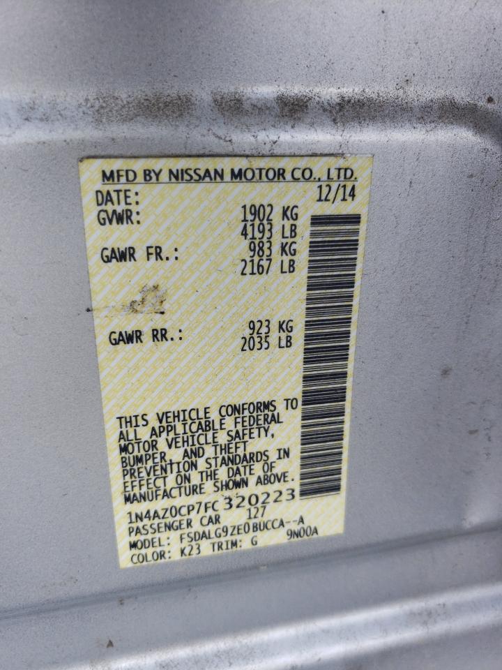 2015 Nissan Leaf S VIN: 1N4AZ0CP7FC320223 Lot: 61234915