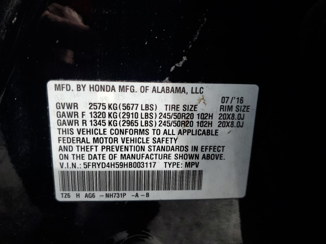 5fryd4h59hb003117 5FRYD4H59HB003117 2017 Acura Mdx Technology