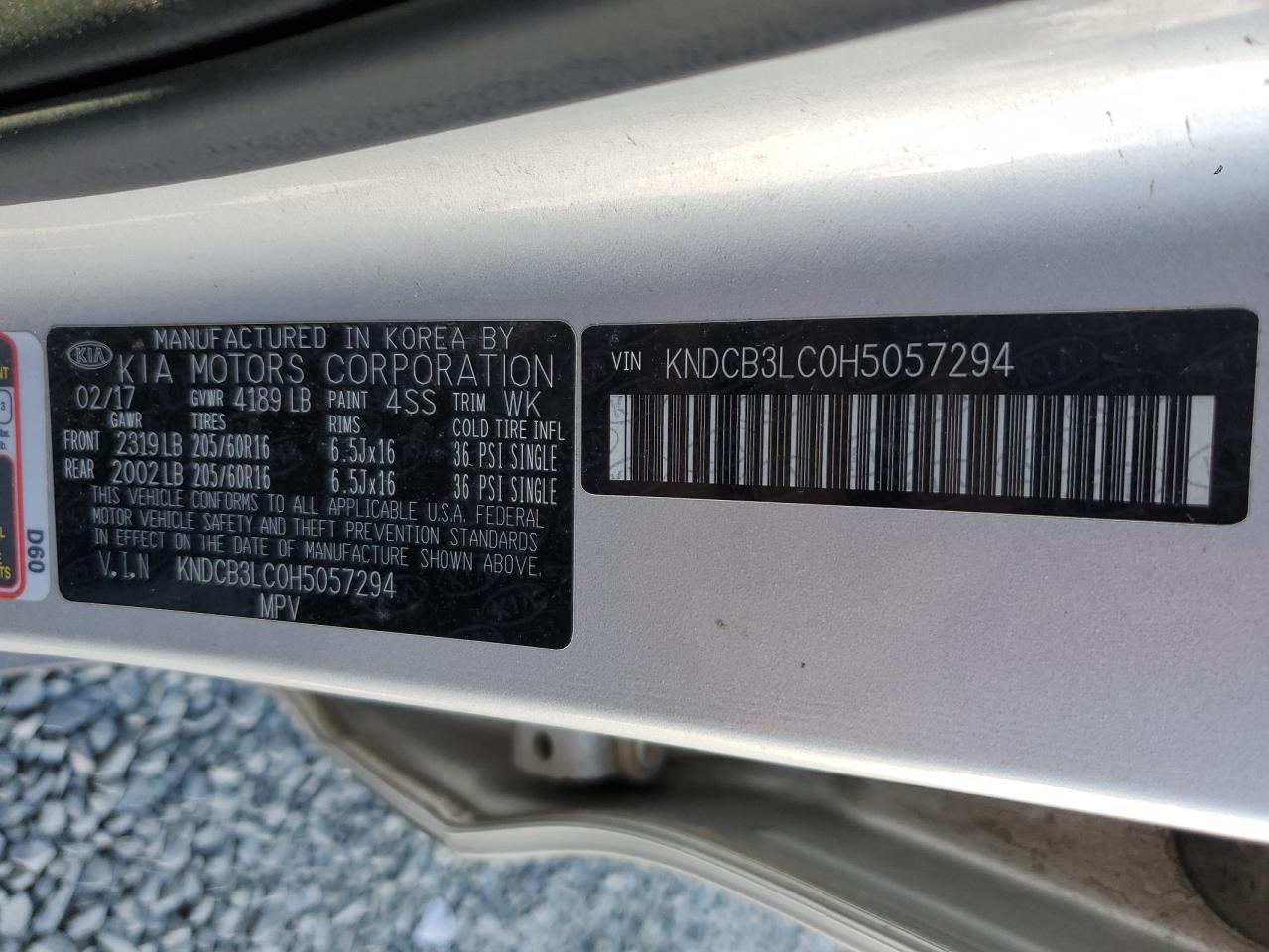 2017 Kia Niro Fe VIN: KNDCB3LC0H5057294 Lot: 64631345