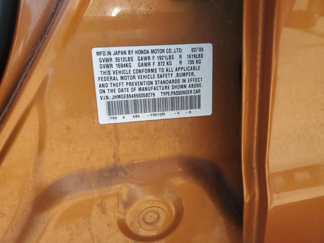 2009 Honda Fit Sport VIN: JHMGE88489S058279 Lot: 65070735