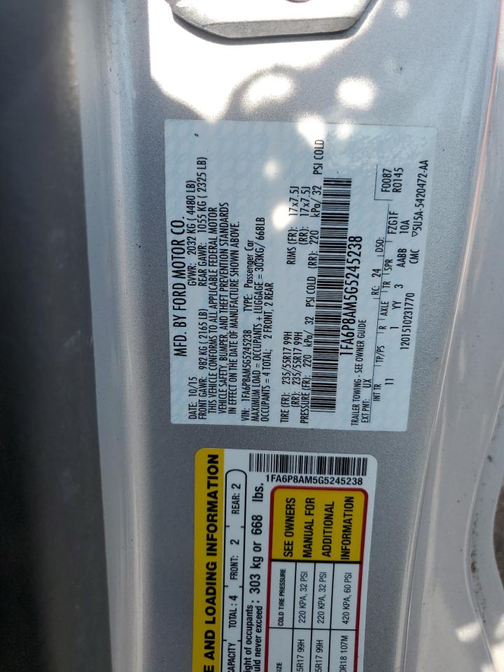 2016 Ford Mustang VIN: 1FA6P8AM5G5245238 Lot: 64274865