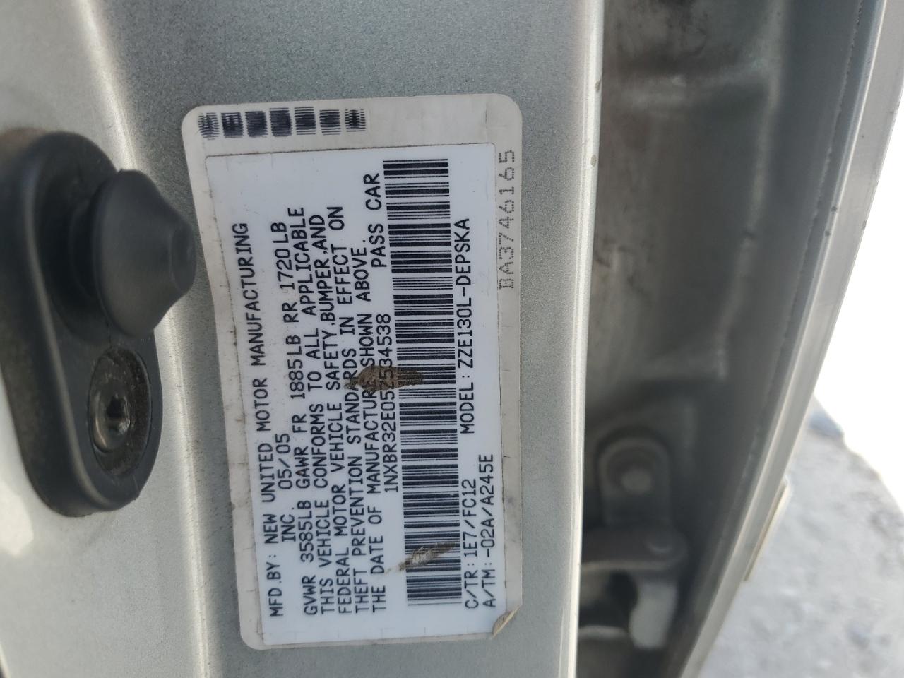 2005 Toyota Corolla Ce VIN: 1NXBR32E05Z534538 Lot: 63667295