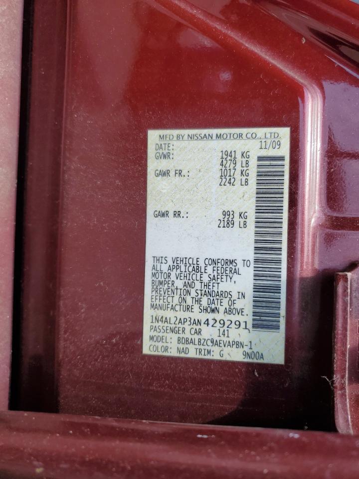 2010 Nissan Altima Base VIN: 1N4AL2AP3AN429291 Lot: 64633905