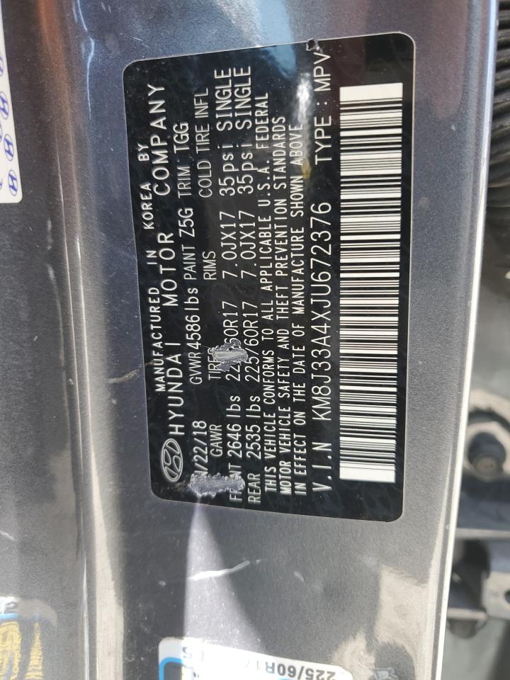 2018 Hyundai Tucson Sel VIN: KM8J33A4XJU672376 Lot: 66959985