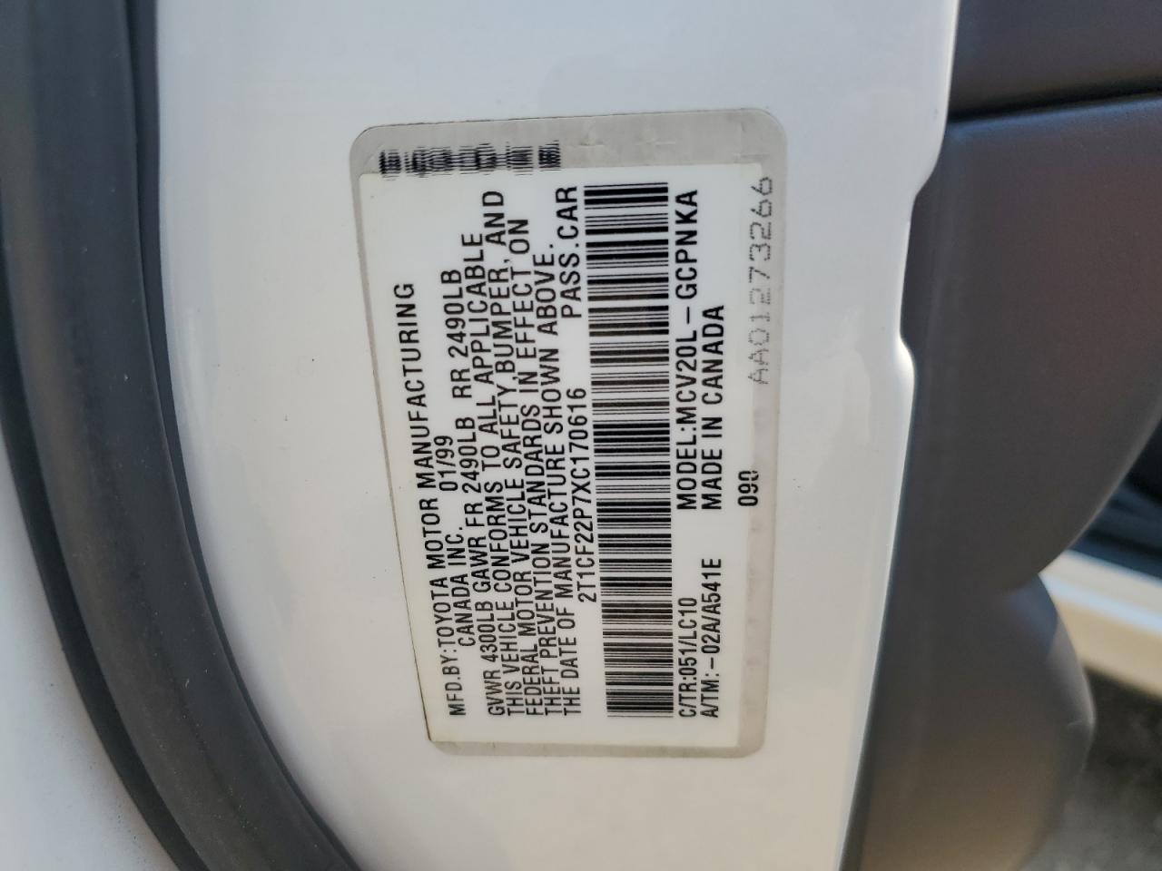 1999 Toyota Camry Solara Se VIN: 2T1CF22P7XC170616 Lot: 64504945
