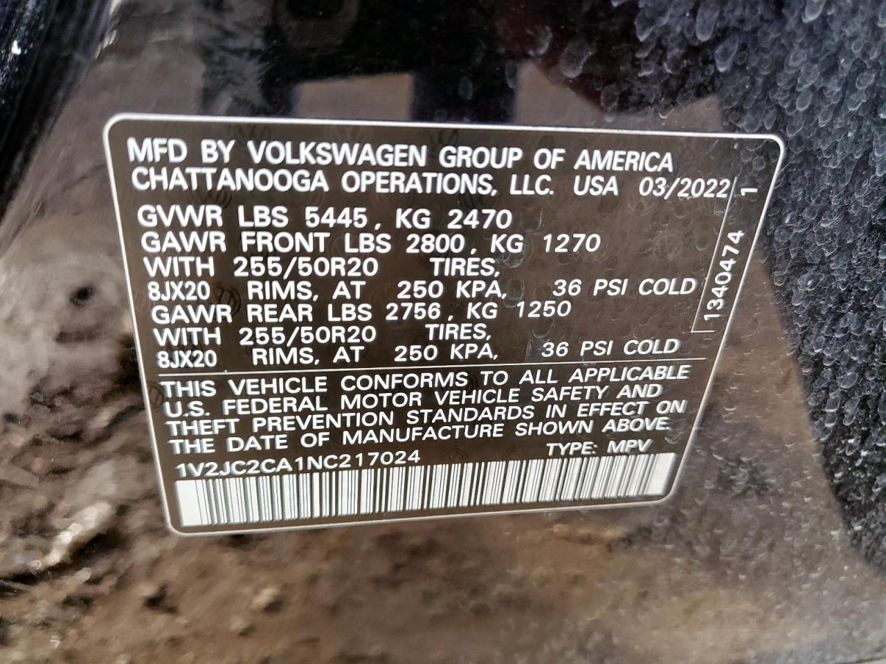 2022 Volkswagen Atlas Cross Sport Se VIN: 1V2JC2CA1NC217024 Lot: 64027315