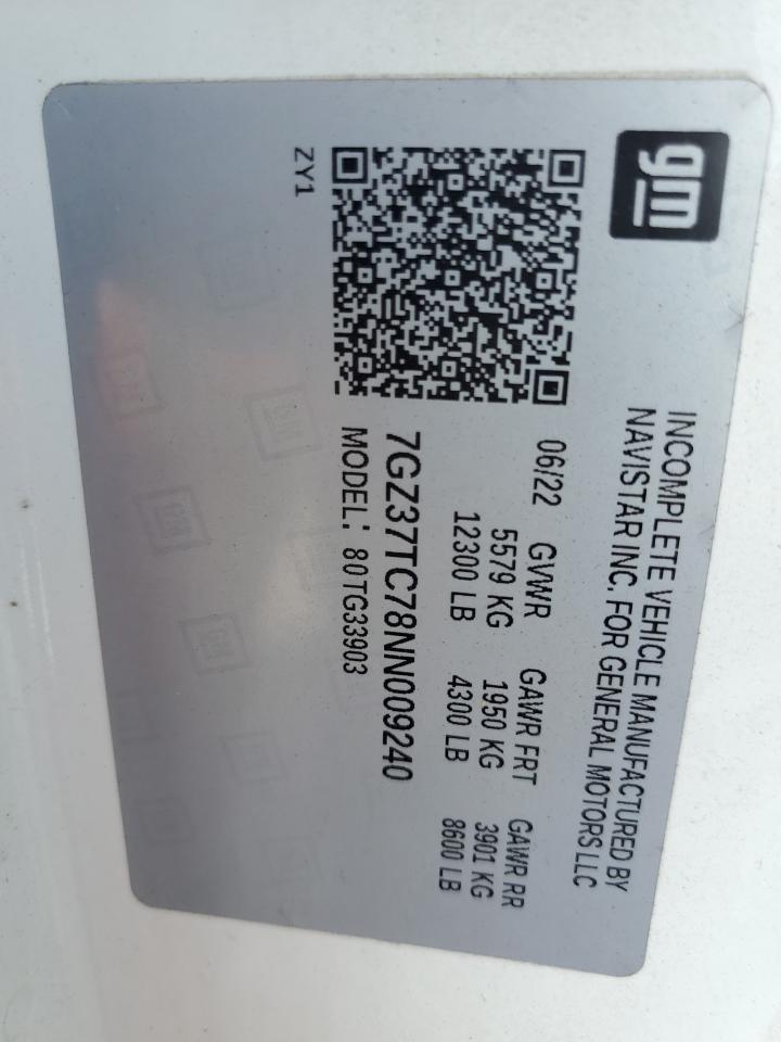 2022 GMC Savana Cutaway G3500 VIN: 7GZ37TC78NN009240 Lot: 65621845