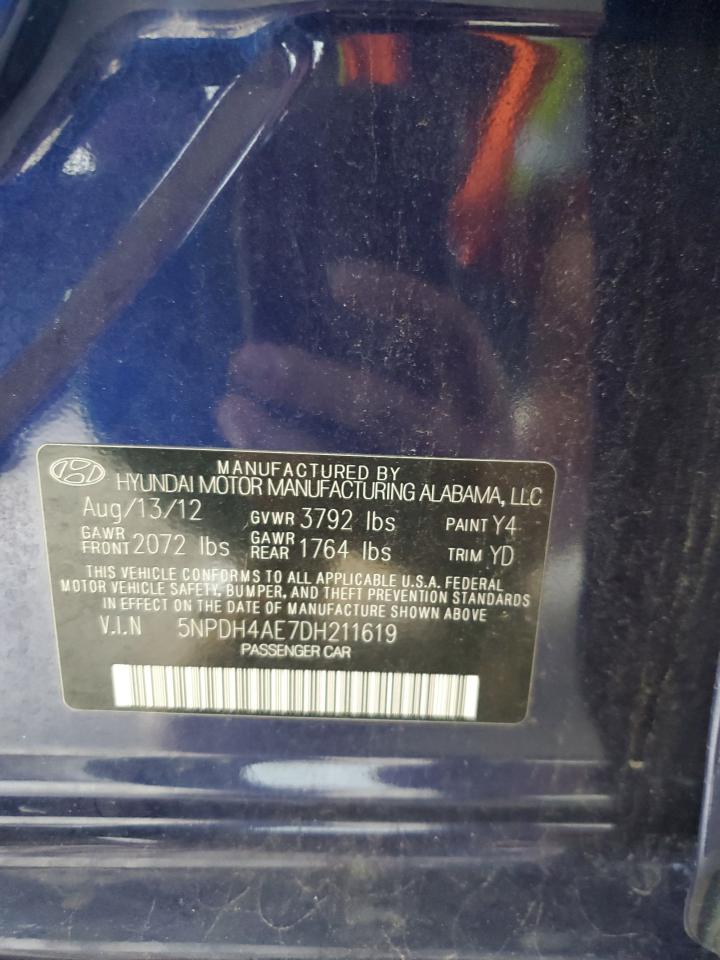 2013 Hyundai Elantra Gls VIN: 5NPDH4AE7DH211619 Lot: 60078865