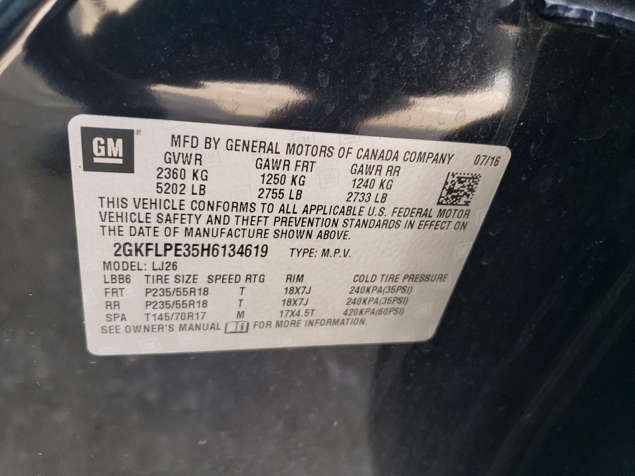 2gkflpe35h6134619 2GKFLPE35H6134619 2017 GMC Terrain Slt