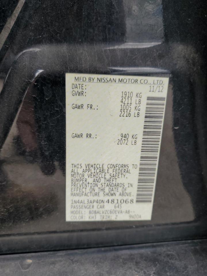 2013 Nissan Altima 2.5 VIN: 1N4AL3AP4DN481068 Lot: 64774405