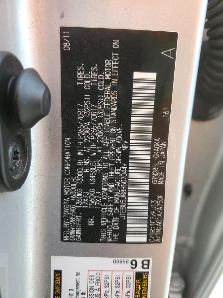 2011 Toyota 4Runner Sr5 VIN: JTEBU5JR8B5070449 Lot: 66011875