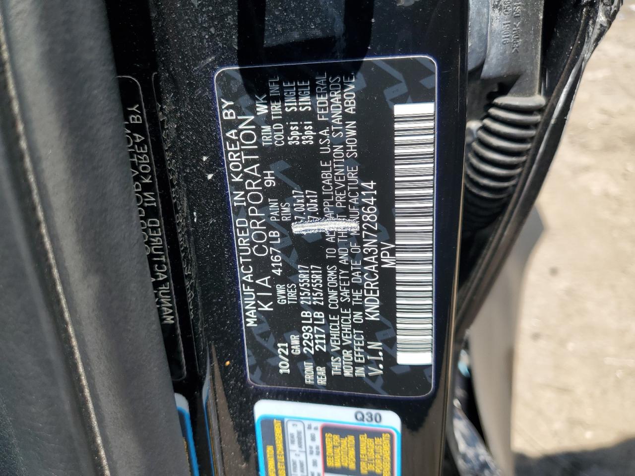 2022 Kia Seltos Ex VIN: KNDERCAA3N7286414 Lot: 63658765