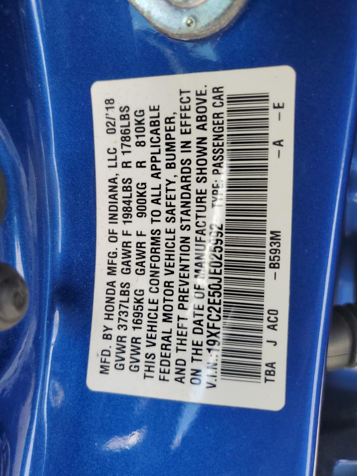 2018 Honda Civic Lx VIN: 19XFC2E50JE025992 Lot: 64225395