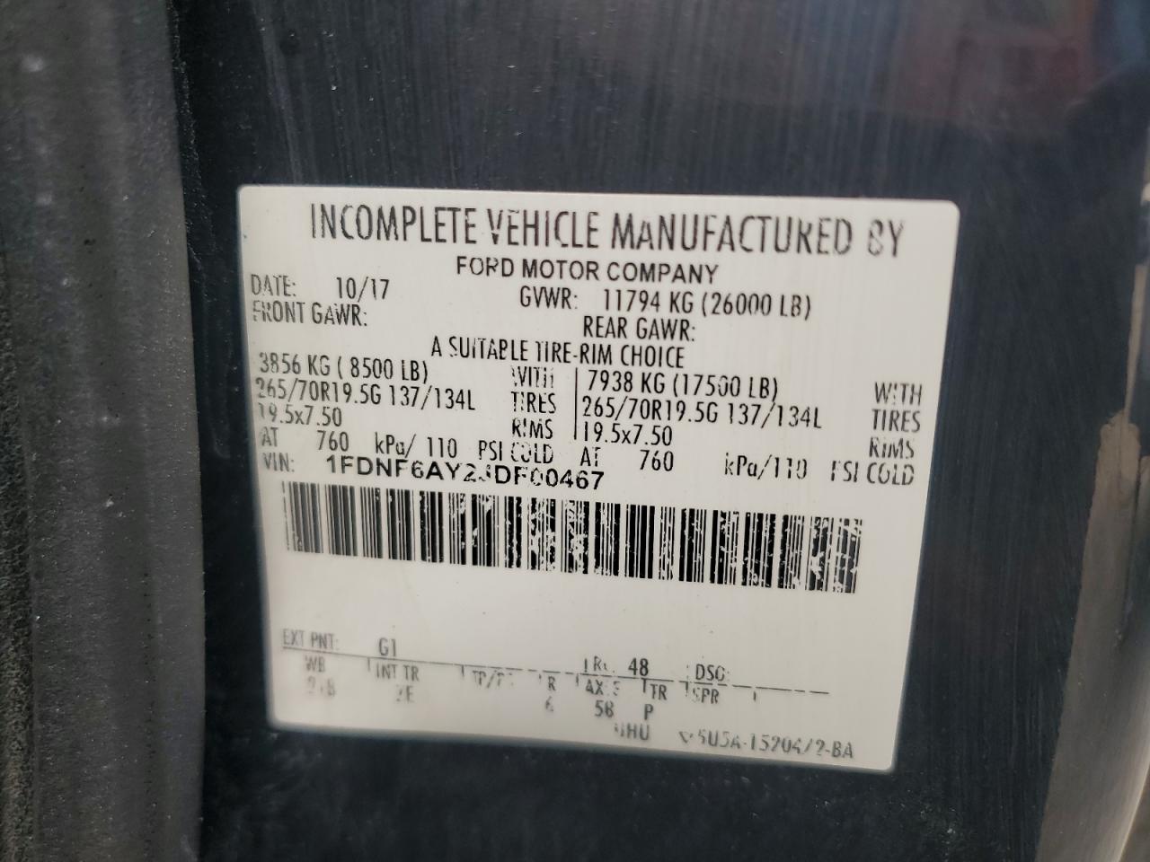 2018 Ford F650 Super Duty VIN: 1FDNF6AY2JDF00467 Lot: 65224755