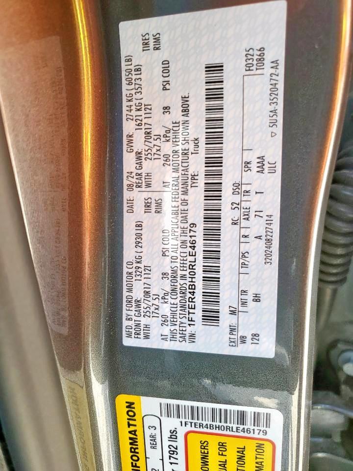 2024 Ford Ranger Xl VIN: 1FTER4BH0RLE46179 Lot: 65274075