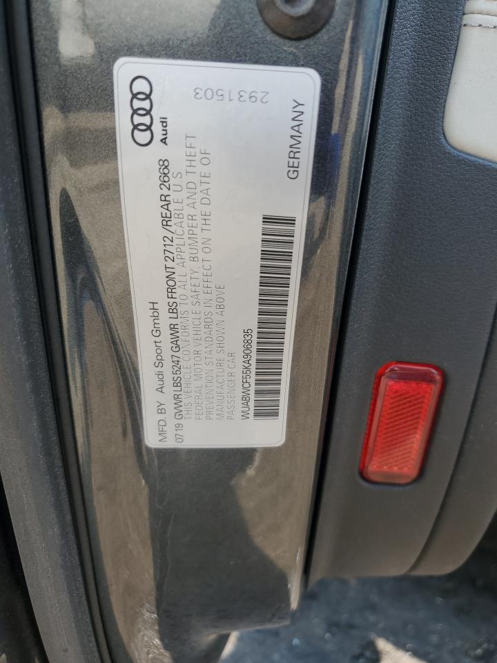 2019 Audi Rs5 VIN: WUABWCF55KA906835 Lot: 85359985