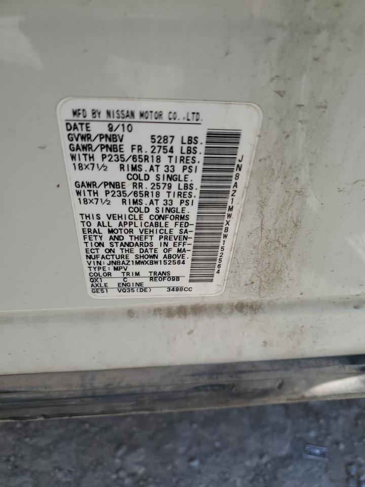 2011 Nissan Murano S VIN: JN8AZ1MWXBW152564 Lot: 64141975