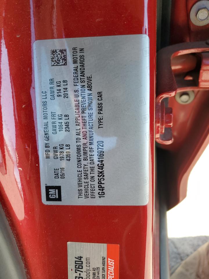 2016 Buick Verano VIN: 1G4PP5SK4G4169720 Lot: 63841795