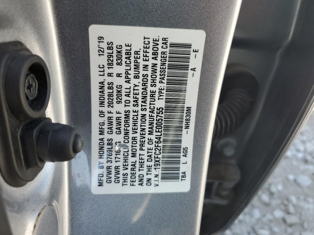 2020 Honda Civic Lx VIN: 19XFC2F64LE005755 Lot: 65082875