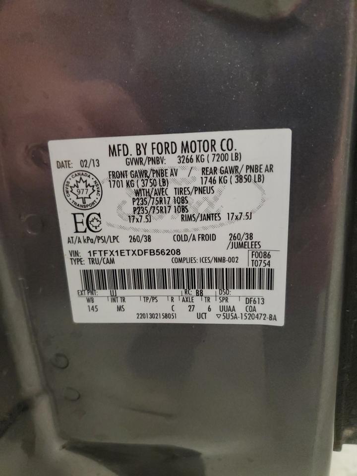 2013 Ford F150 Super Cab VIN: 1FTFX1ETXDFB56208 Lot: 64496435