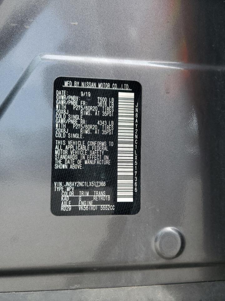 2020 Nissan Armada Sv VIN: JN8AY2NC1LX517366 Lot: 64606935