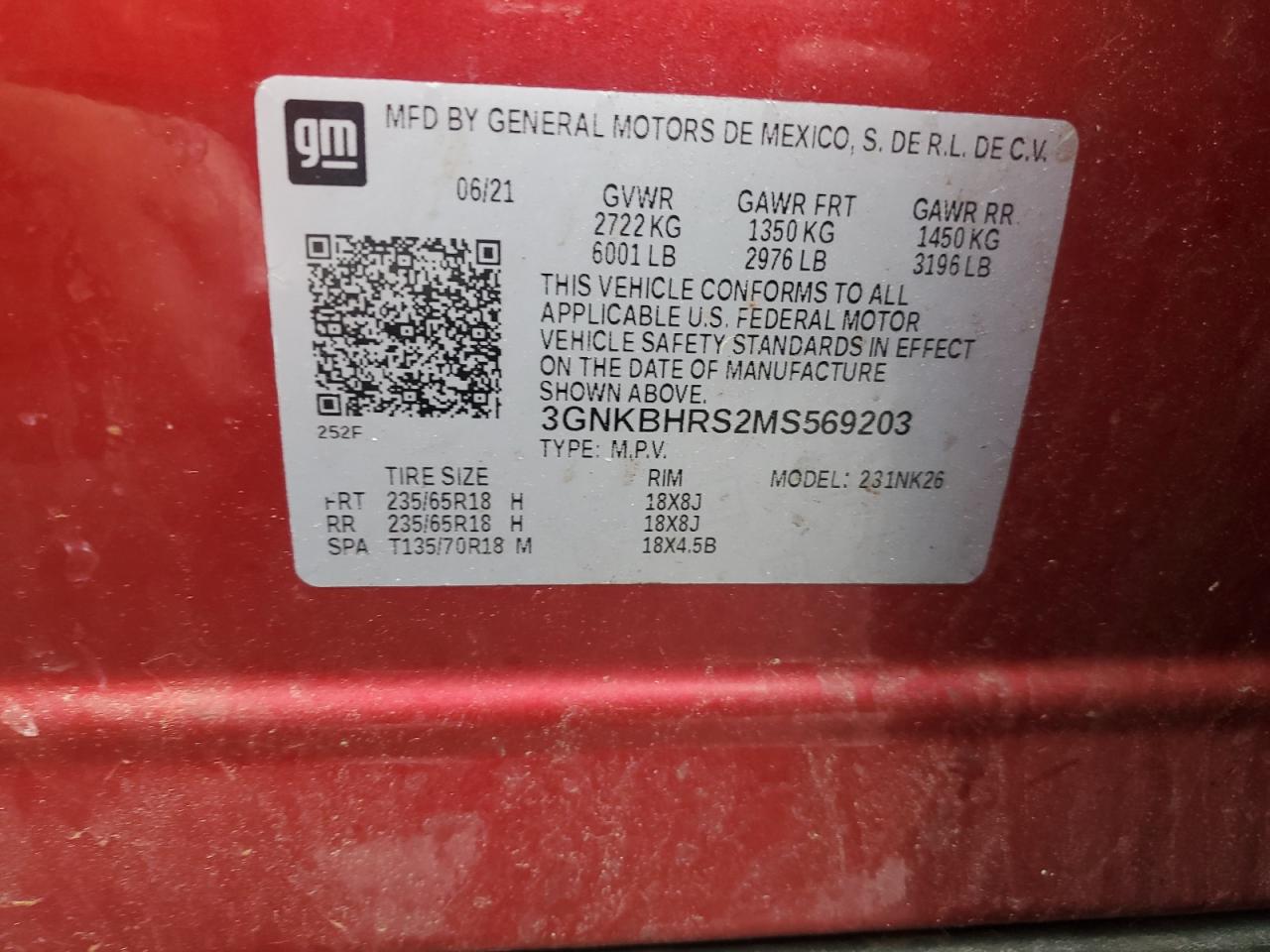 2021 Chevrolet Blazer 2Lt VIN: 3GNKBHRS2MS569203 Lot: 64436965