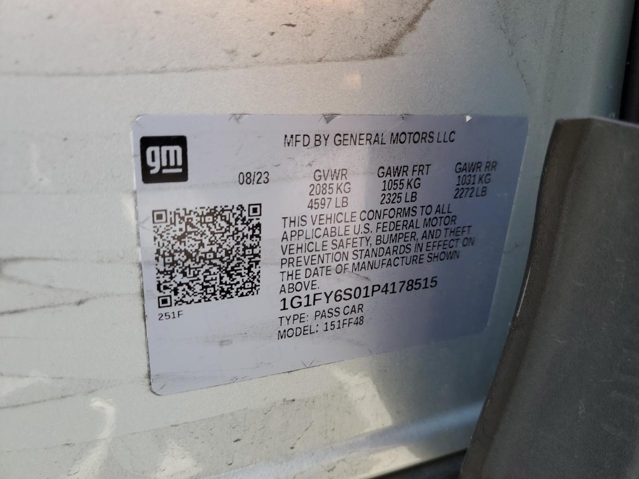 2023 Chevrolet Bolt Euv Lt VIN: 1G1FY6S01P4178515 Lot: 63406165