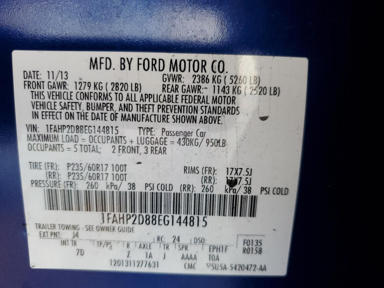 2014 Ford Taurus Se VIN: 1FAHP2D88EG144815 Lot: 64237965