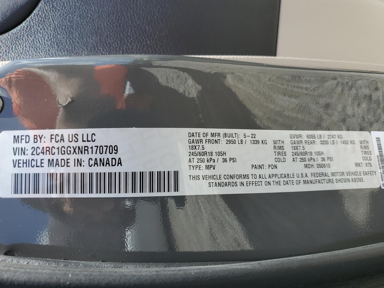 2022 Chrysler Pacifica Limited VIN: 2C4RC1GGXNR170709 Lot: 62871375