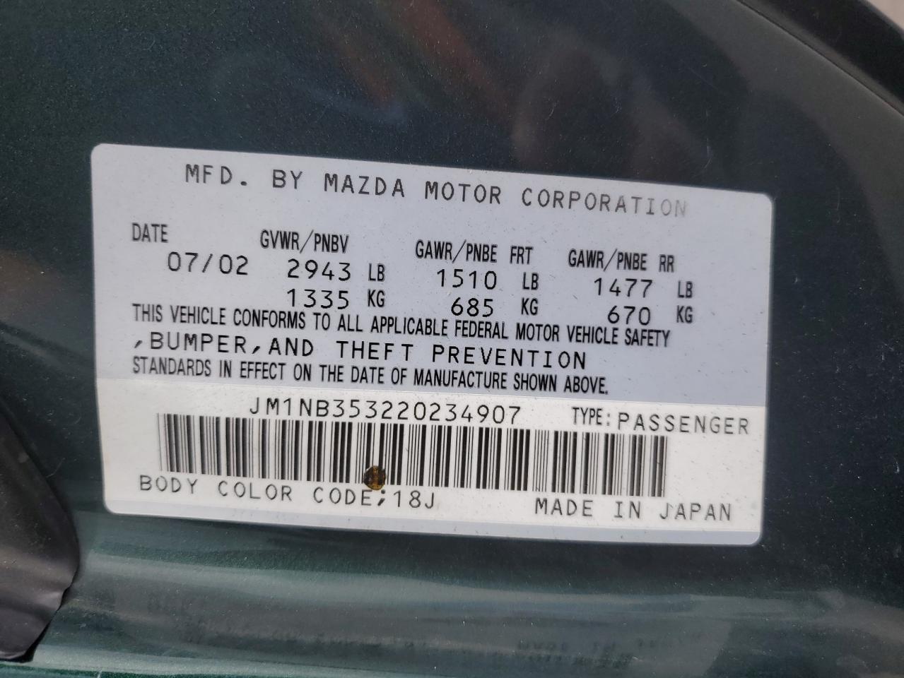 2002 Mazda Mx-5 Miata Base VIN: JM1NB353220234907 Lot: 65074055