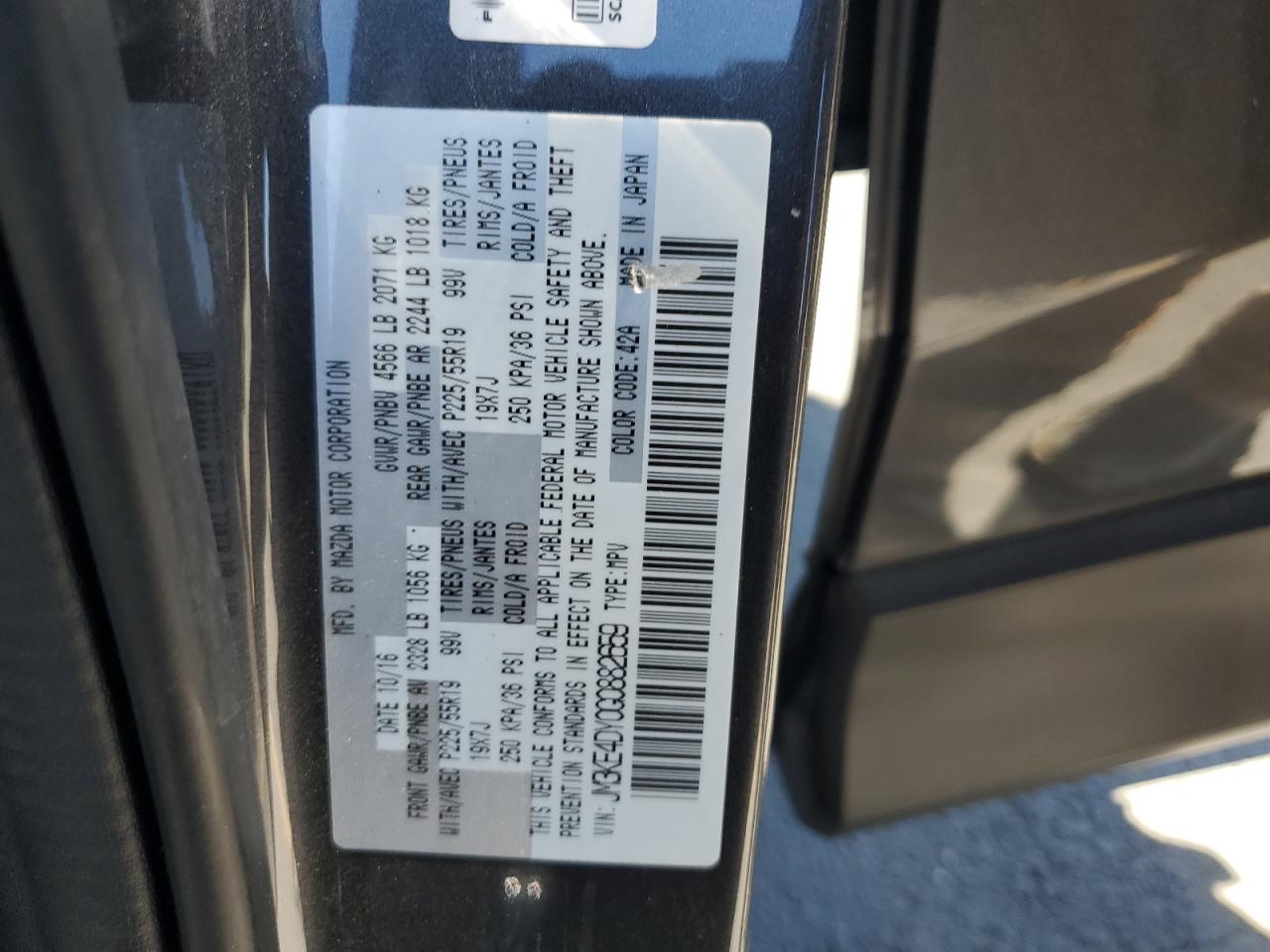 2016 Mazda Cx-5 Gt VIN: JM3KE4DY0G0882659 Lot: 63039065