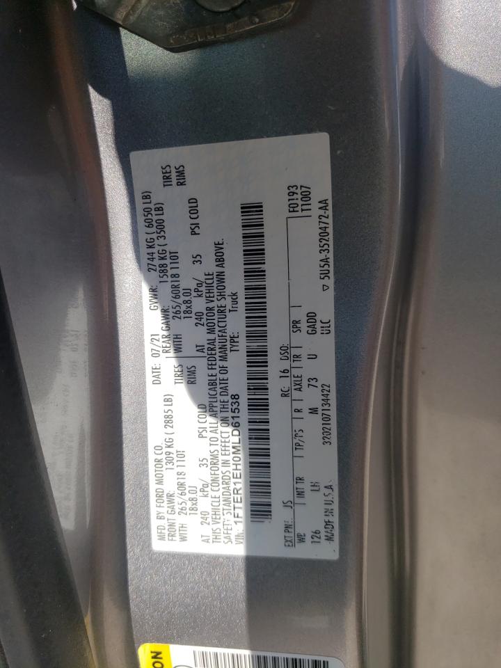 2021 Ford Ranger Xl VIN: 1FTER1EH0MLD61538 Lot: 64386465