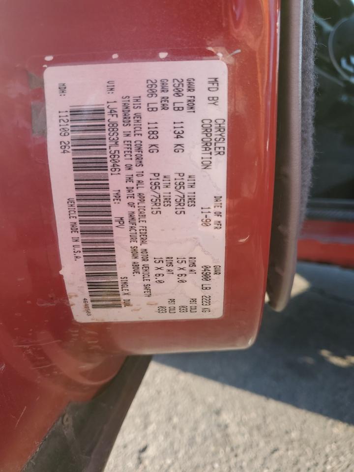 1991 Jeep Cherokee Sport VIN: 1J4FN78S3ML507287 Lot: 66445805