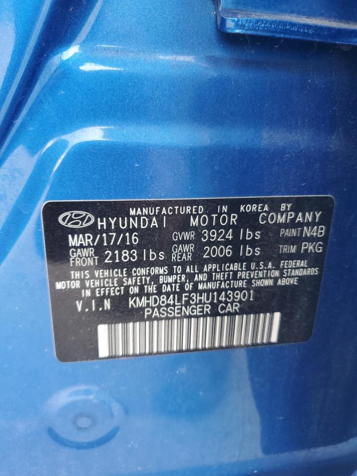 2017 Hyundai Elantra Se VIN: KMHD84LF3HU143901 Lot: 64698085