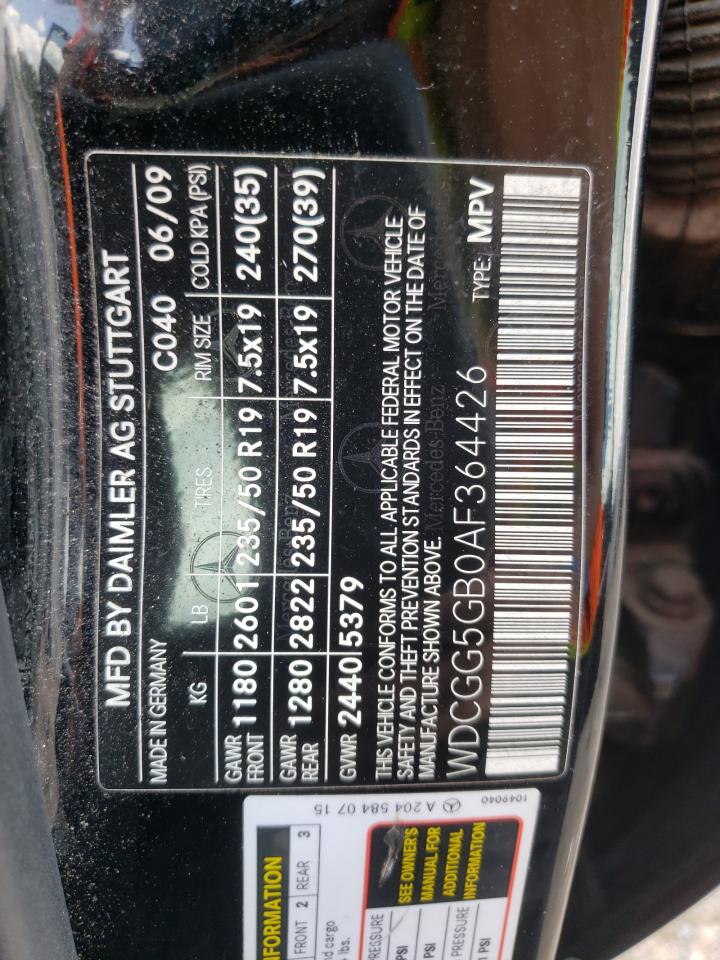 2010 Mercedes-Benz Glk 350 VIN: WDCGG5GB0AF364426 Lot: 63984985