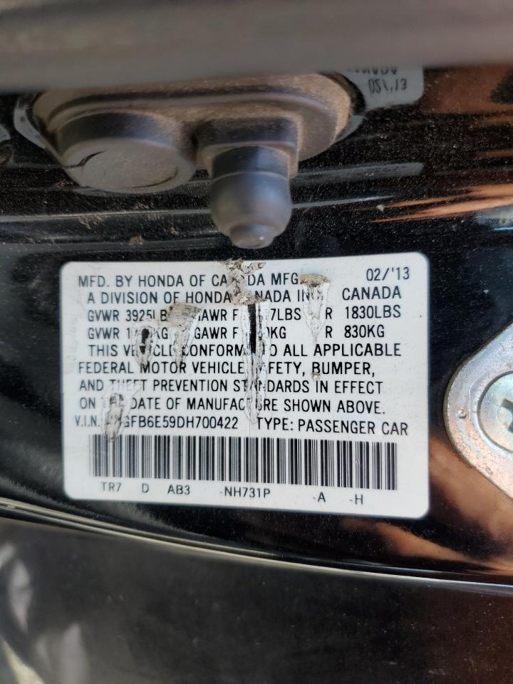 2013 Honda Civic Si VIN: 2HGFB6E59DH700422 Lot: 65442415