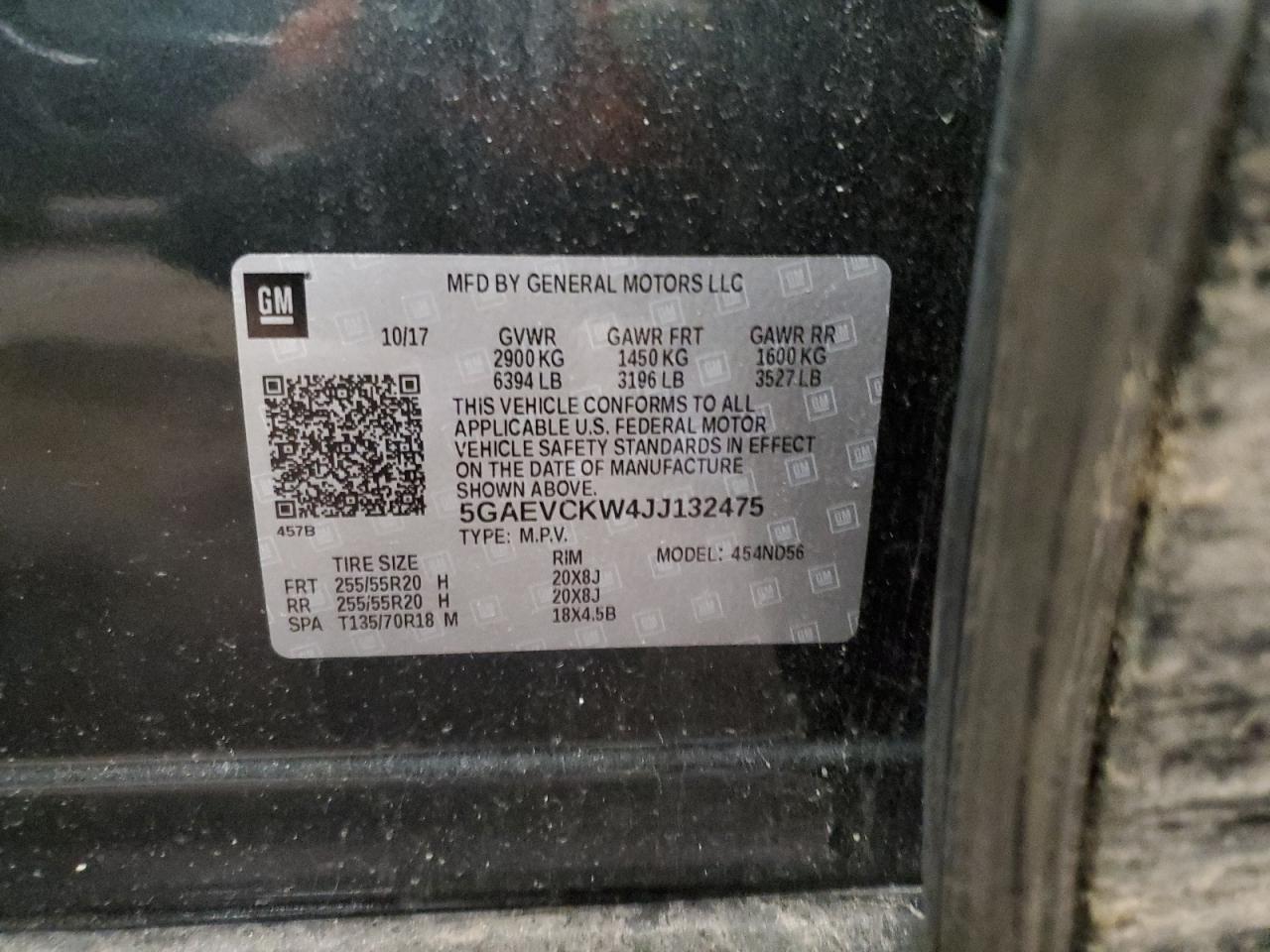 2018 Buick Enclave Avenir VIN: 5GAEVCKW4JJ132475 Lot: 63317975
