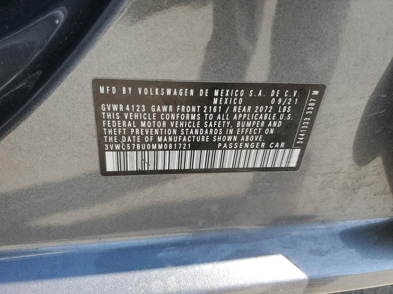 2021 Volkswagen Jetta S VIN: 3VWC57BU0MM081721 Lot: 65003015