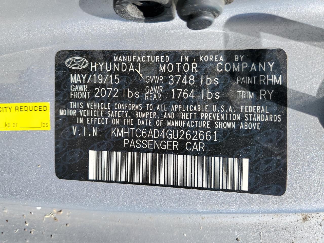kmhtc6ad4gu262661 KMHTC6AD4GU262661 2016 Hyundai Veloster