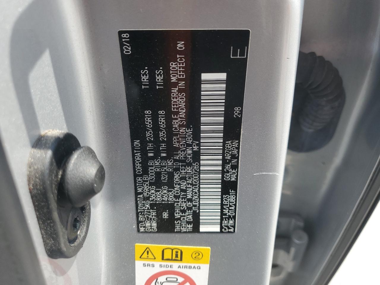 2018 Lexus Rx 350 L VIN: JTJDZKCA0J2007265 Lot: 64041405