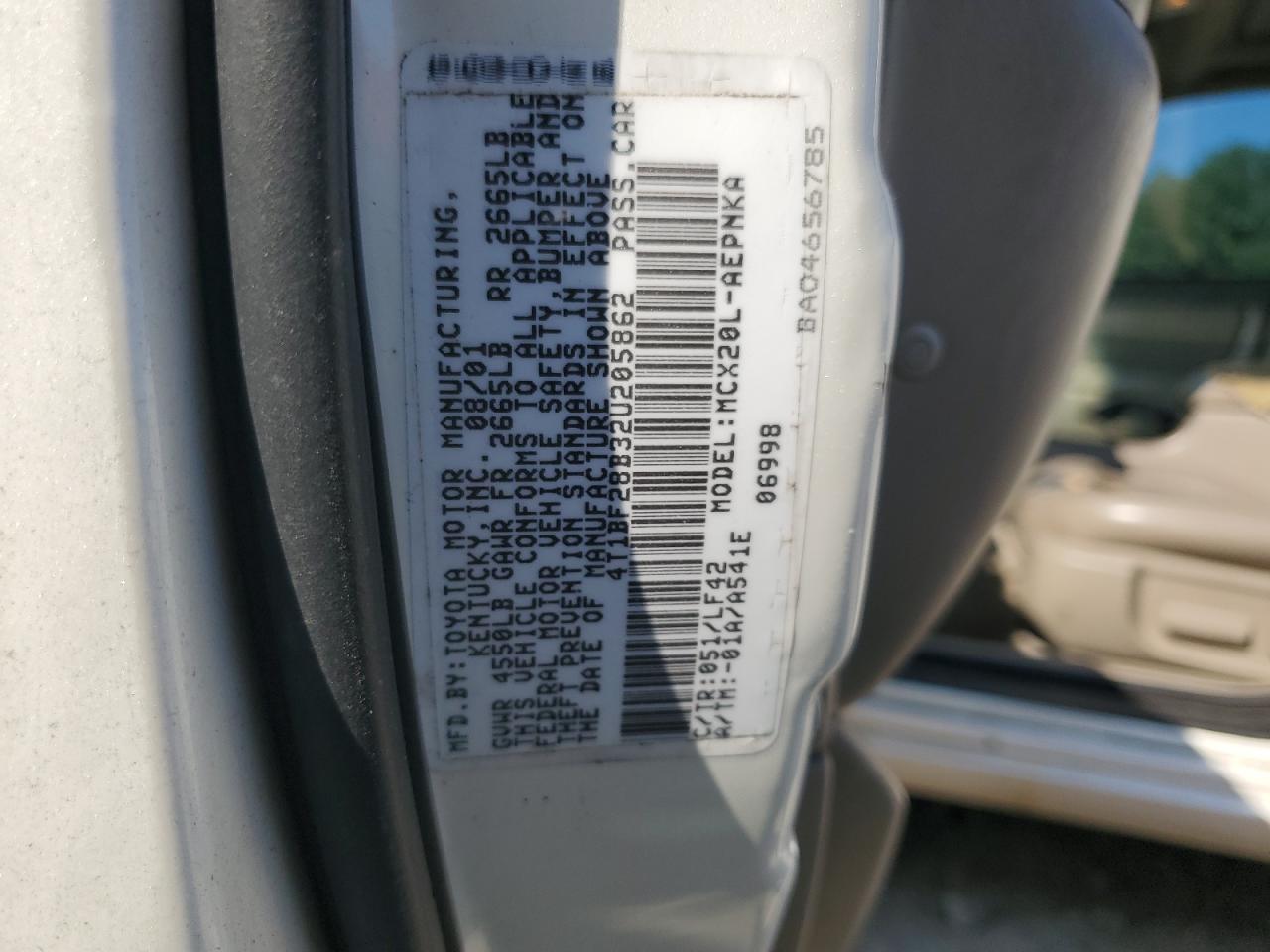 2002 Toyota Avalon Xl VIN: 4T1BF28B32U205862 Lot: 62283465